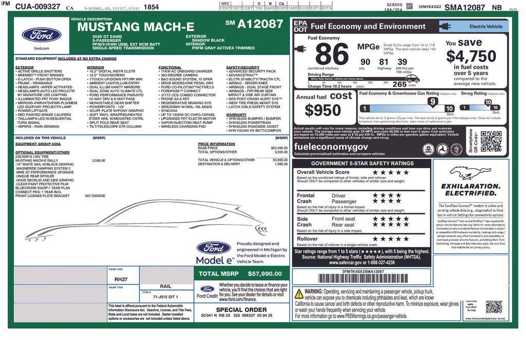 new 2025 Ford Mustang Mach-E car, priced at $56,882
