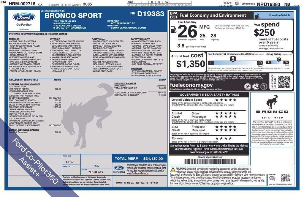 used 2022 Ford Bronco Sport car, priced at $23,988