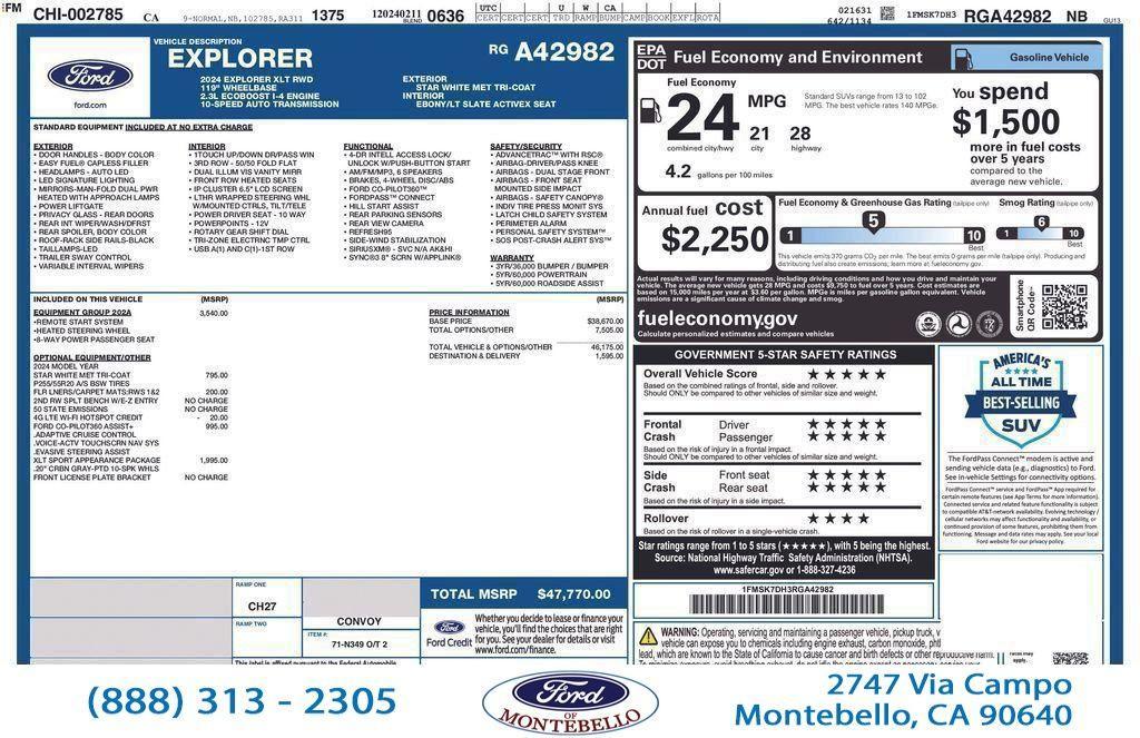 used 2024 Ford Explorer car, priced at $39,270