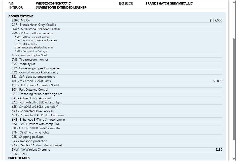 used 2022 BMW M8 car, priced at $83,995