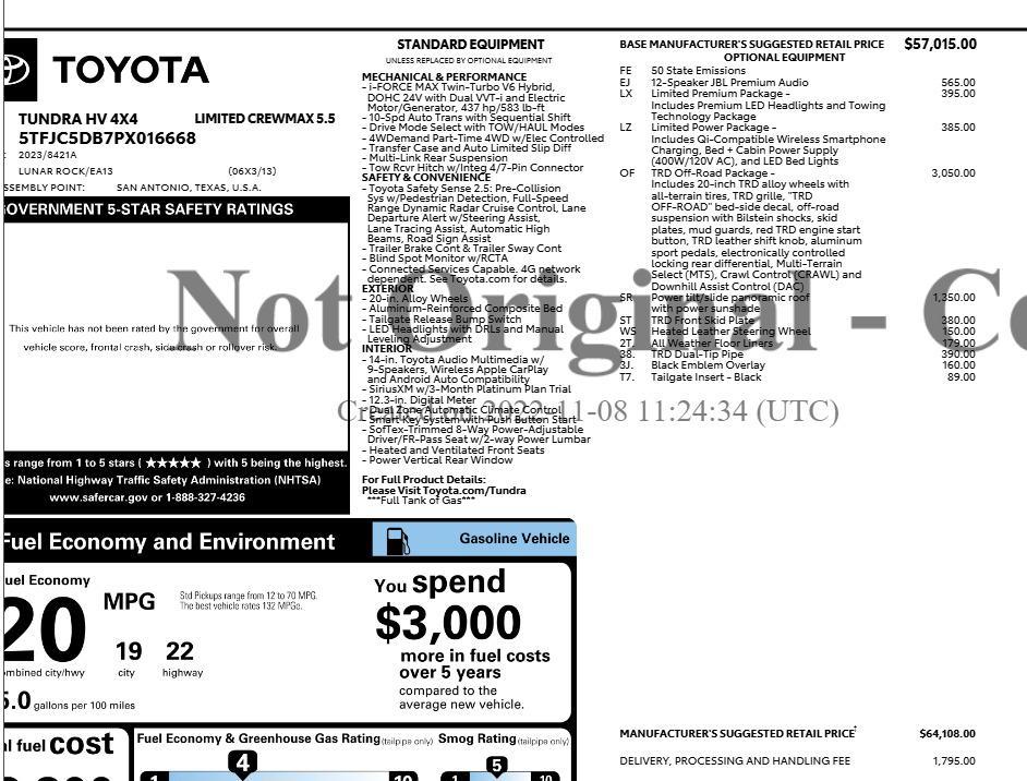 used 2023 Toyota Tundra Hybrid car, priced at $55,855