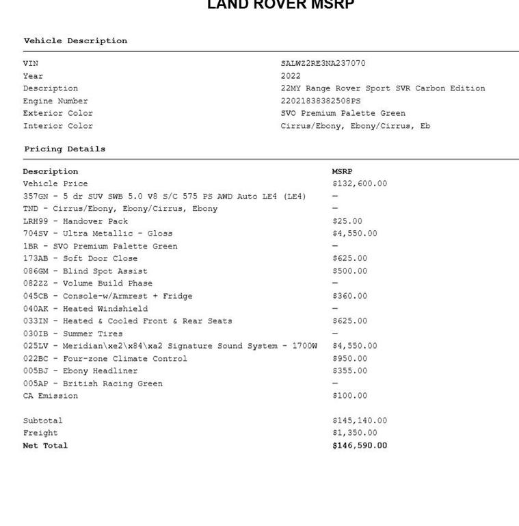 used 2022 Land Rover Range Rover Sport car, priced at $97,995