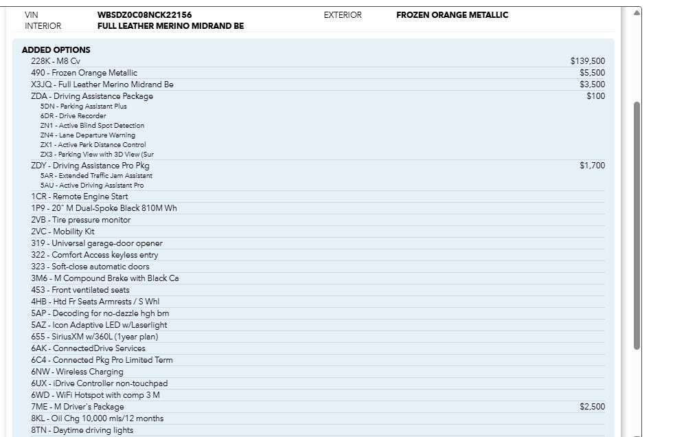 used 2022 BMW M8 car, priced at $82,995