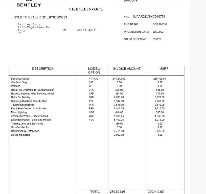 used 2022 Bentley Bentayga car, priced at $157,995