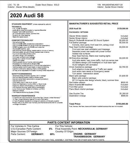 used 2020 Audi S8 car, priced at $66,995