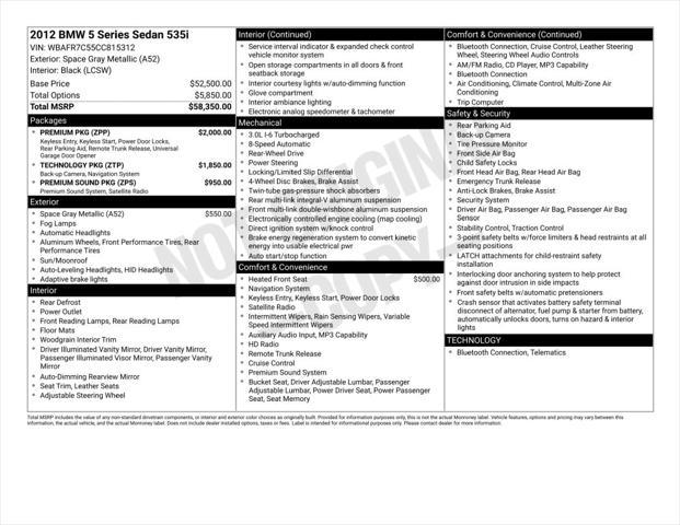 used 2012 BMW 535 car, priced at $10,490