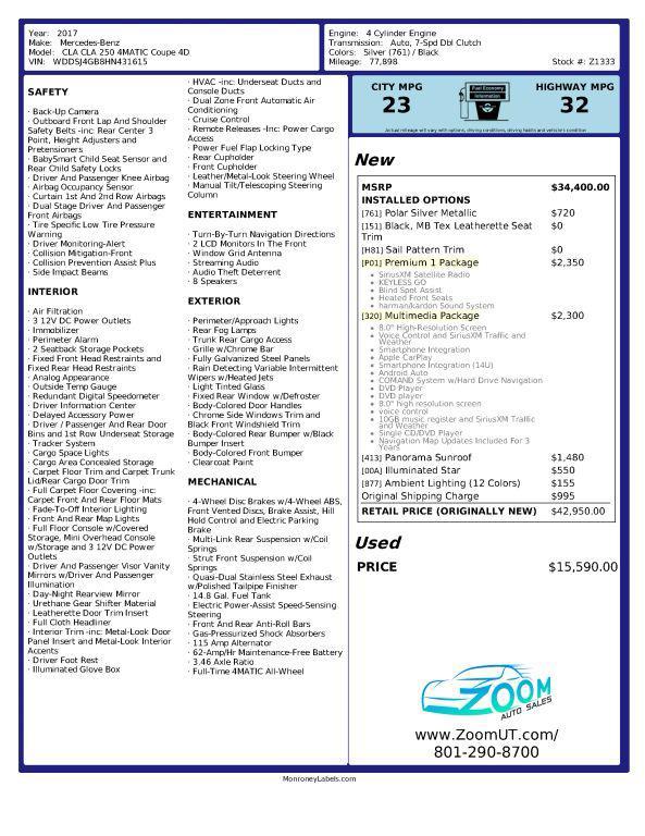 used 2017 Mercedes-Benz CLA 250 car, priced at $14,290