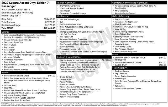 used 2022 Subaru Ascent car, priced at $26,345