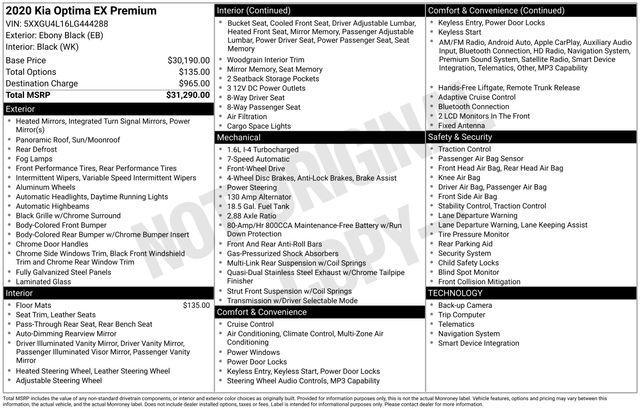 used 2020 Kia Optima car, priced at $13,250