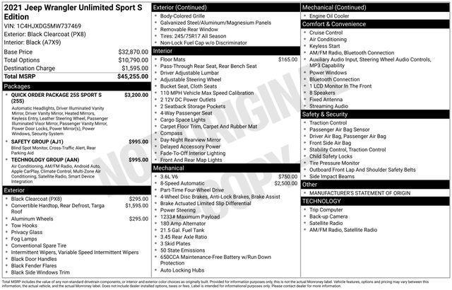 used 2021 Jeep Wrangler Unlimited car, priced at $21,957