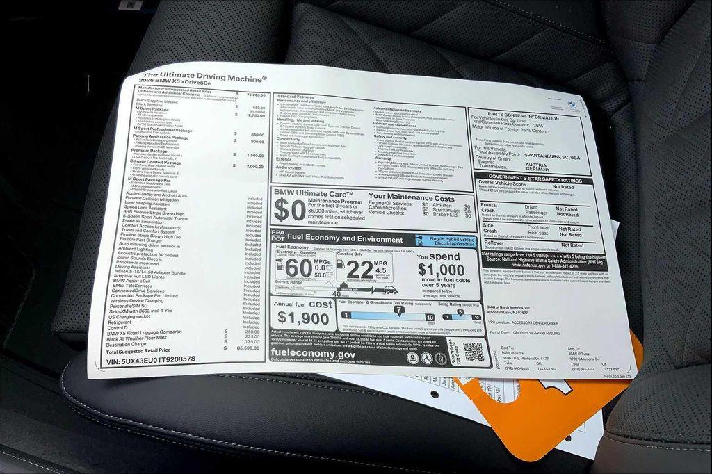 new 2026 BMW X5 PHEV car, priced at $85,500