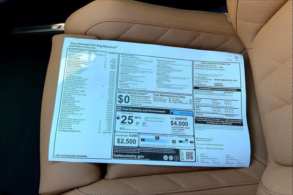 new 2026 BMW X5 car, priced at $80,915