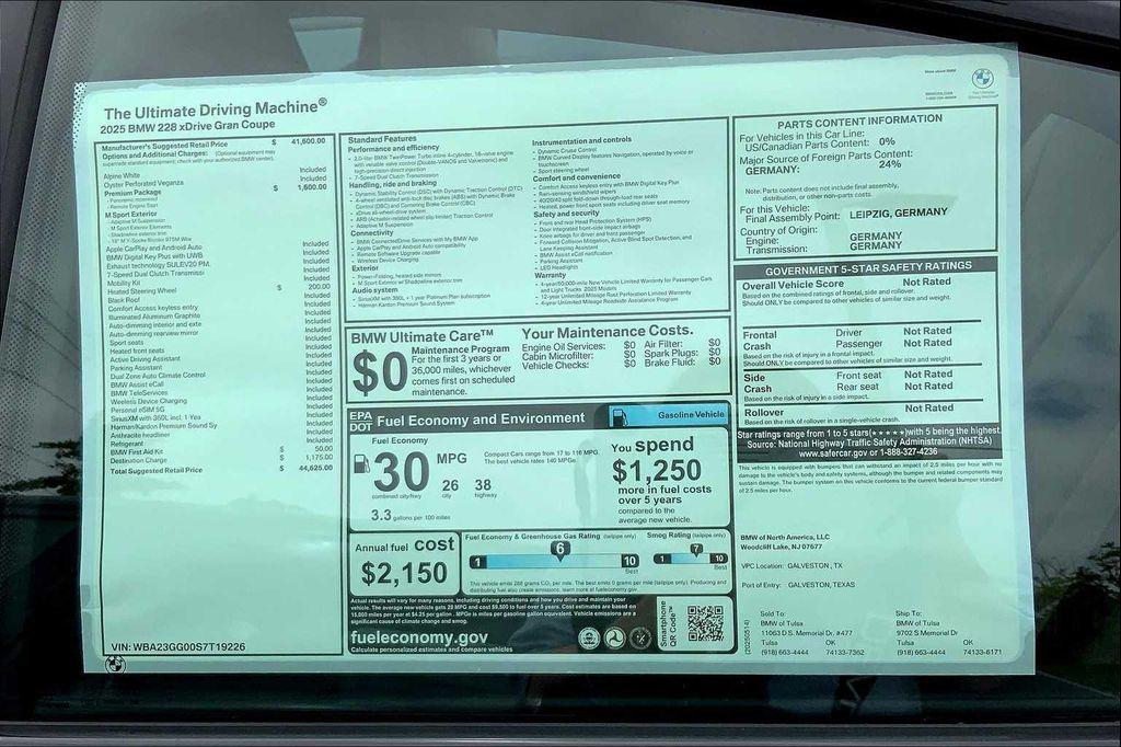 new 2025 BMW 228 Gran Coupe car, priced at $41,990