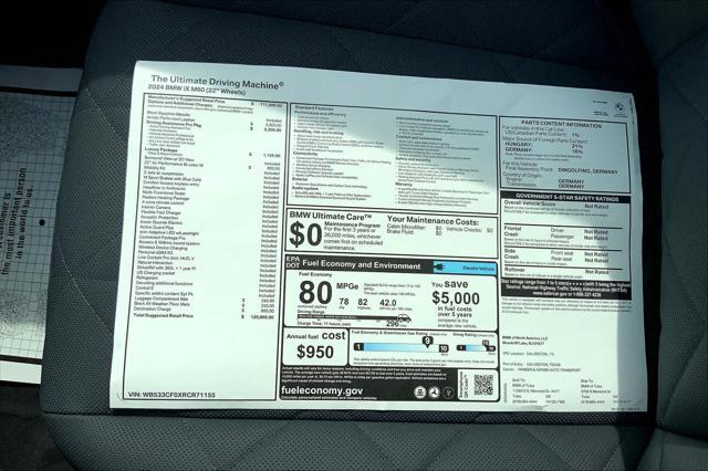 new 2024 BMW iX car, priced at $120,890