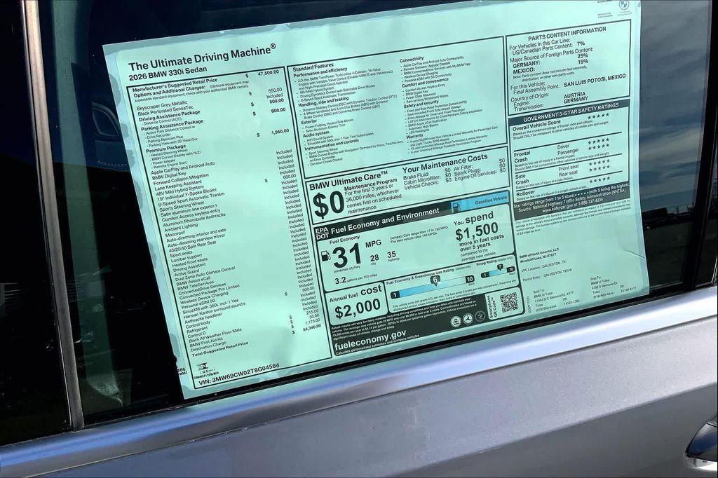 new 2026 BMW 330 car, priced at $54,340