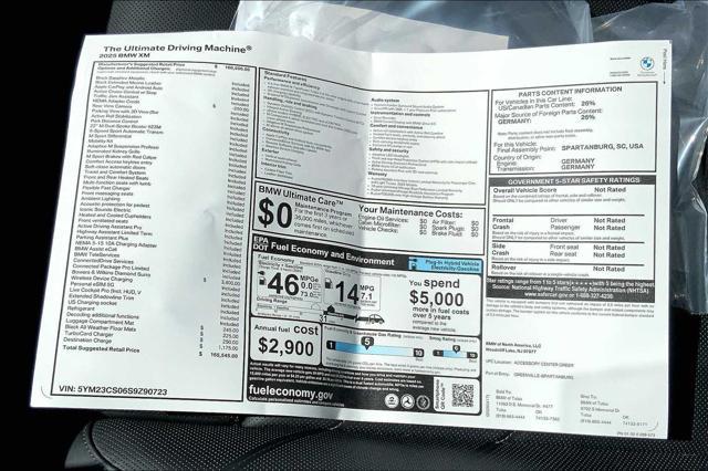new 2025 BMW XM car, priced at $165,545