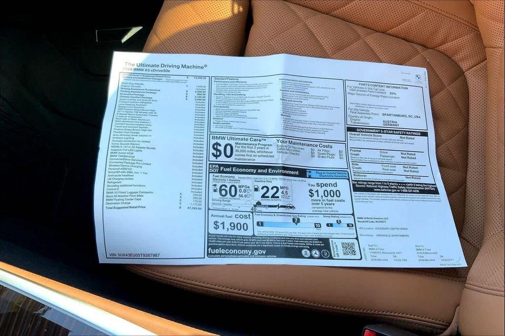 new 2026 BMW X5 PHEV car, priced at $87,525