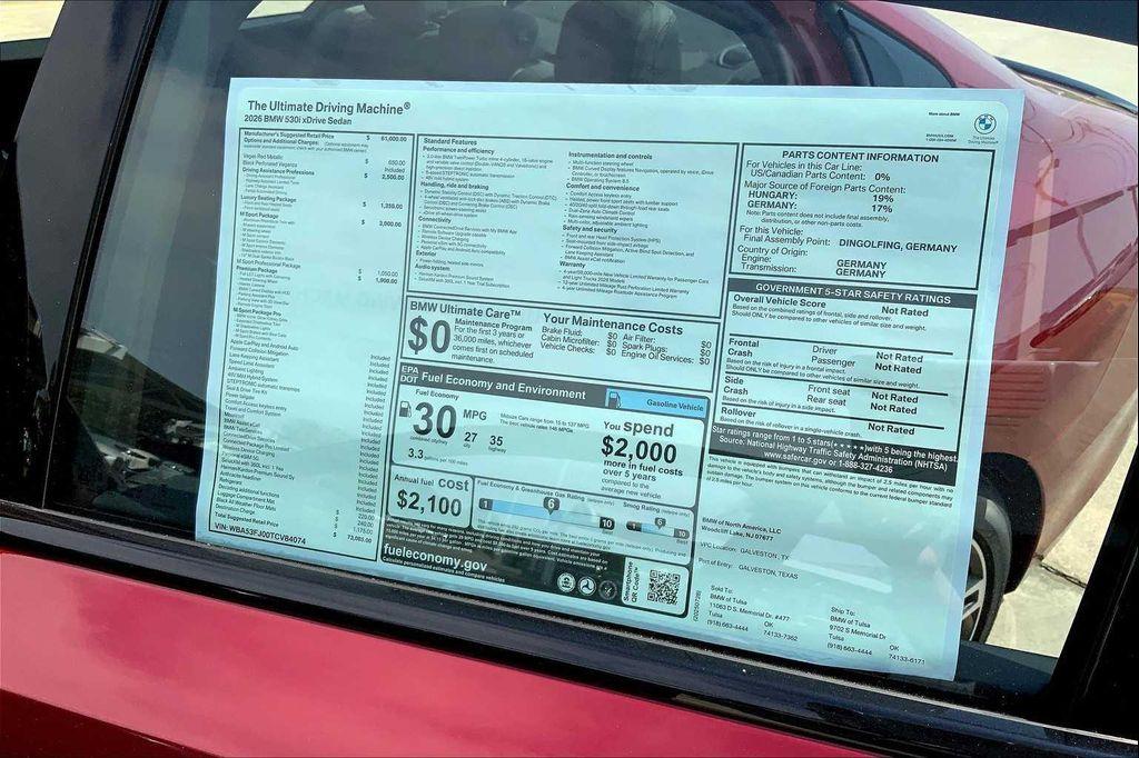 new 2026 BMW 530 car, priced at $67,990