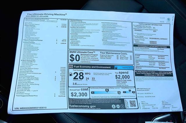 new 2025 BMW X2 car, priced at $54,345