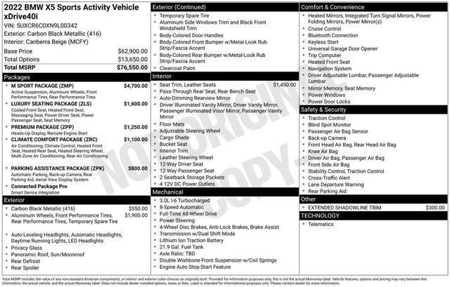 used 2022 BMW X5 car, priced at $44,697