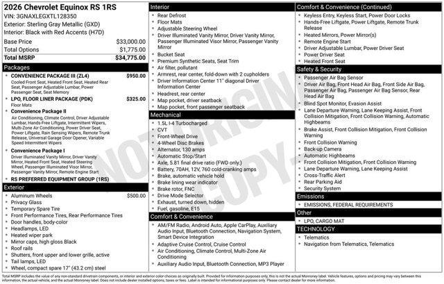 new 2026 Chevrolet Equinox car, priced at $36,140