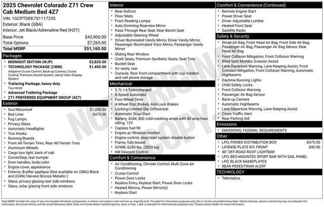 new 2025 Chevrolet Colorado car, priced at $52,660