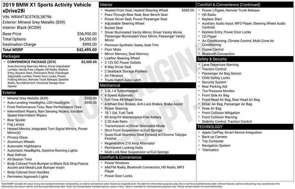 used 2019 BMW X1 car, priced at $17,997
