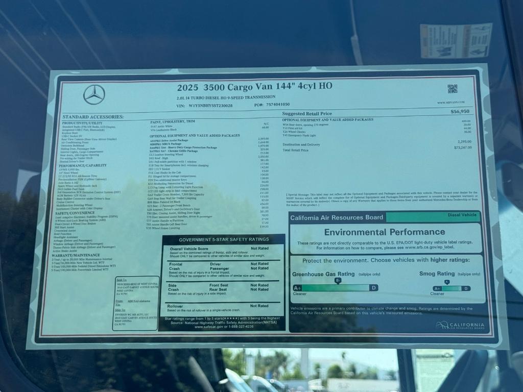 new 2025 Mercedes-Benz Sprinter 3500 car, priced at $73,247