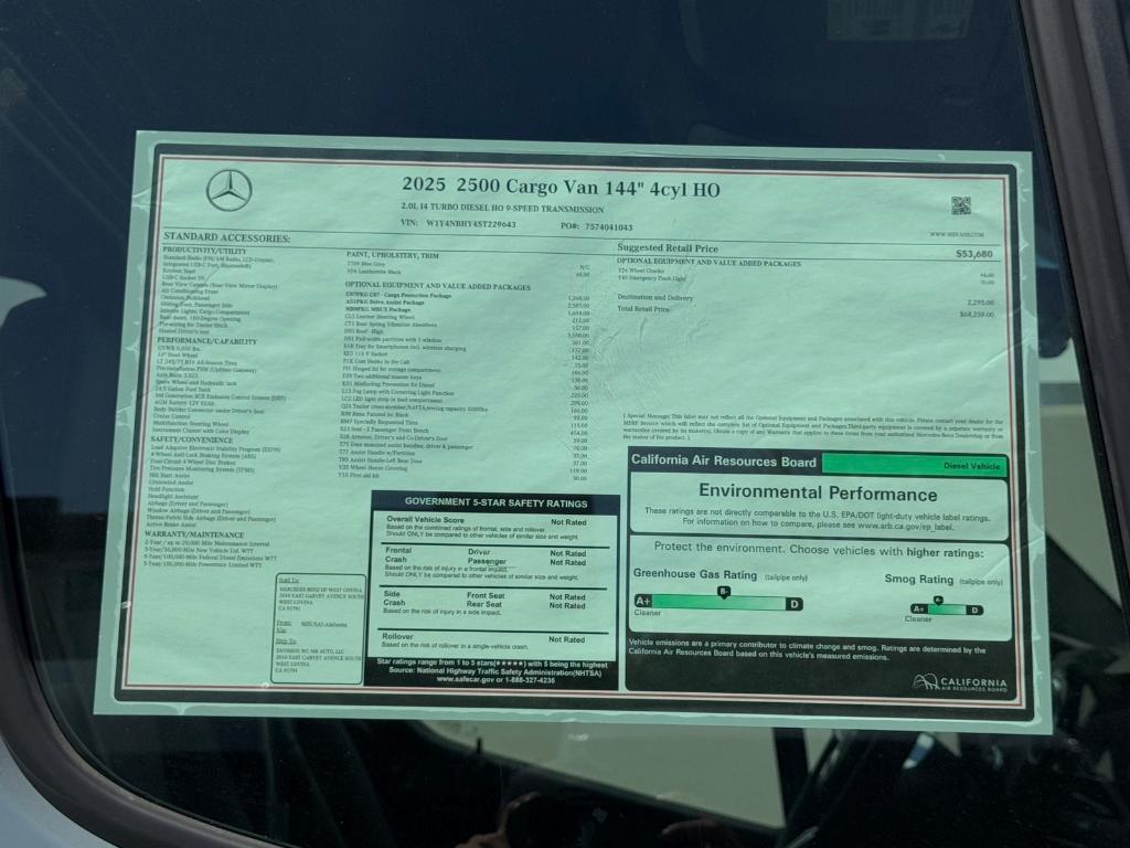 new 2025 Mercedes-Benz Sprinter 2500 car, priced at $68,259