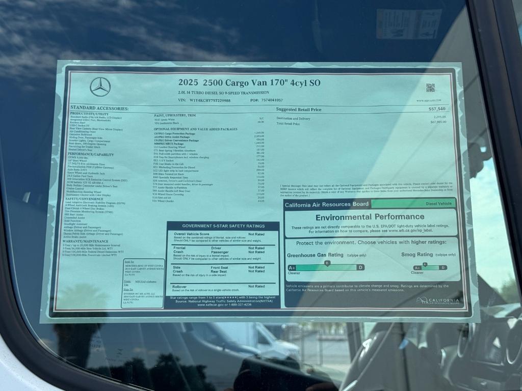 new 2025 Mercedes-Benz Sprinter 2500 car, priced at $67,905
