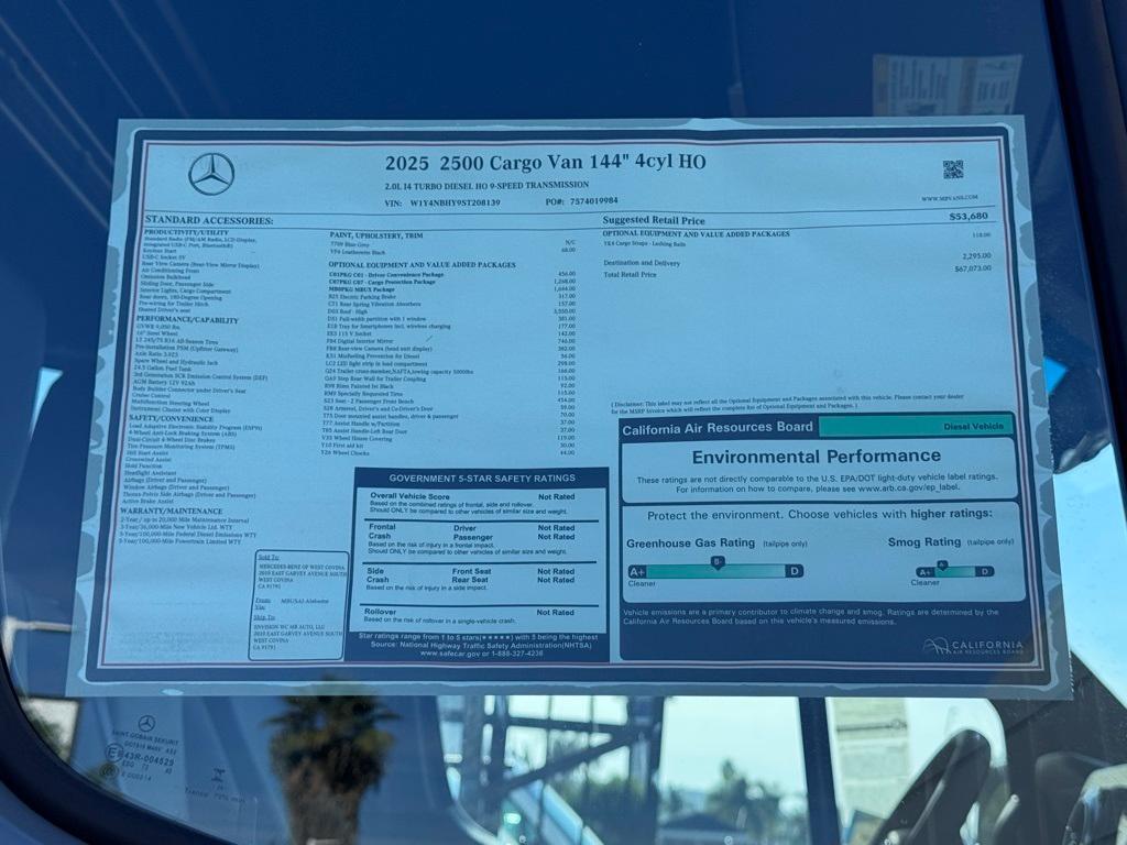 new 2025 Mercedes-Benz Sprinter 2500 car, priced at $67,073