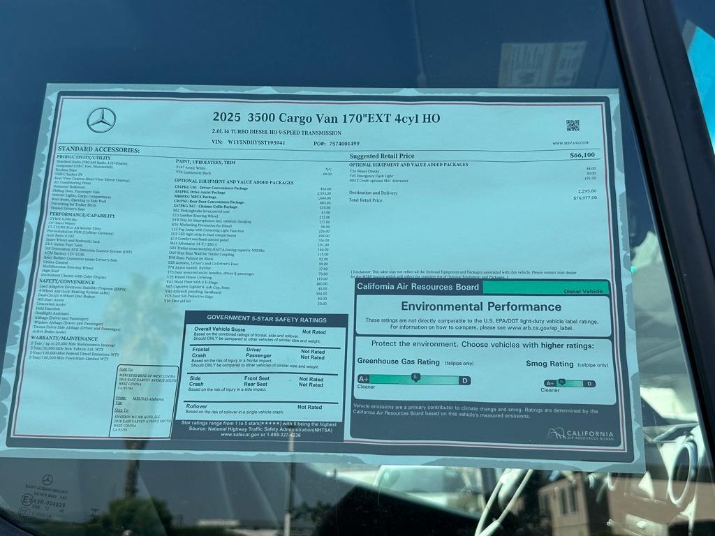 new 2025 Mercedes-Benz Sprinter 3500 car, priced at $76,977