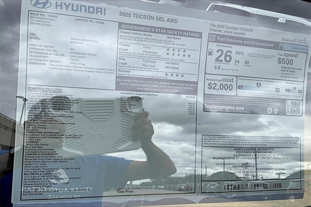 new 2025 Hyundai Tucson car, priced at $31,195