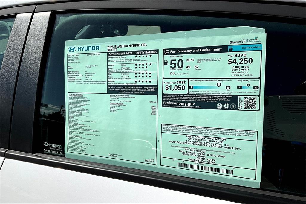 new 2025 Hyundai ELANTRA HEV car, priced at $27,090