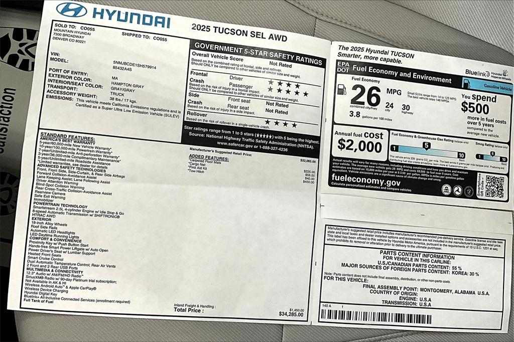 new 2025 Hyundai Tucson car, priced at $30,335