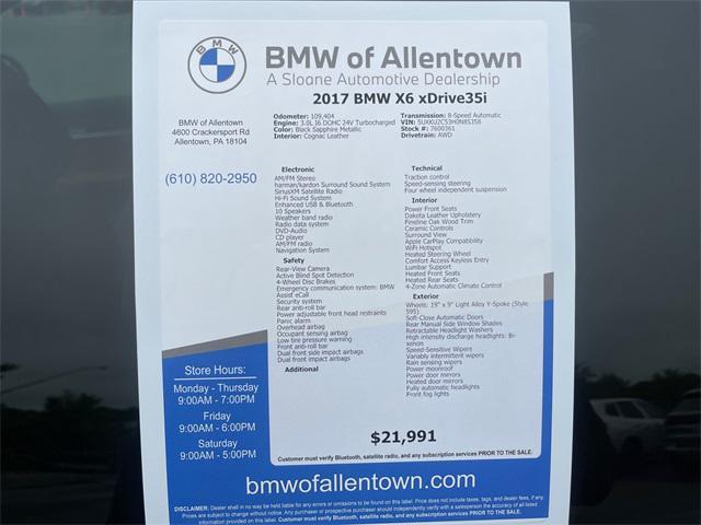 used 2017 BMW X6 car, priced at $21,991