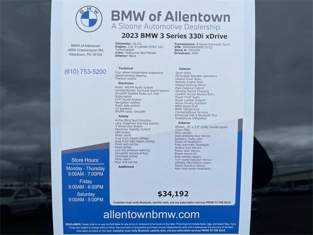 used 2023 BMW 330 car, priced at $34,192