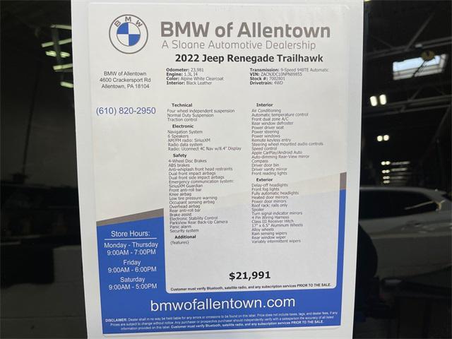 used 2022 Jeep Renegade car, priced at $21,991