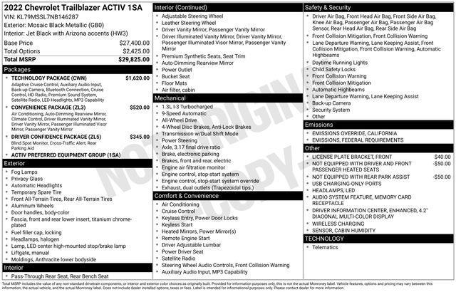 used 2022 Chevrolet TrailBlazer car
