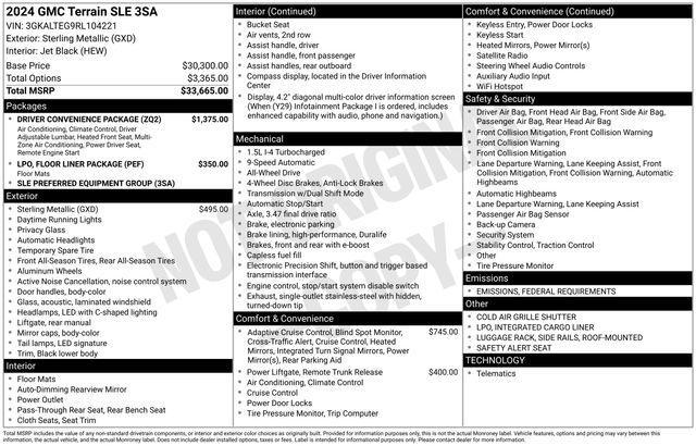 used 2024 GMC Terrain car, priced at $23,613
