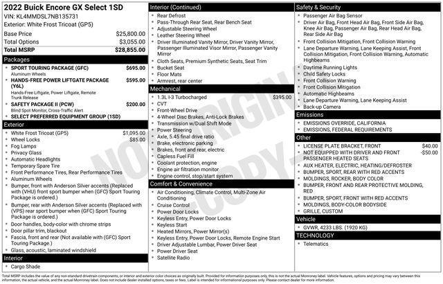 used 2022 Buick Encore GX car, priced at $18,986