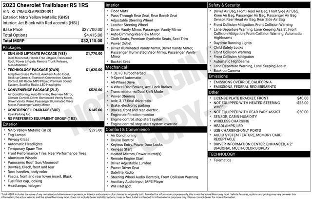 used 2023 Chevrolet TrailBlazer car, priced at $23,750