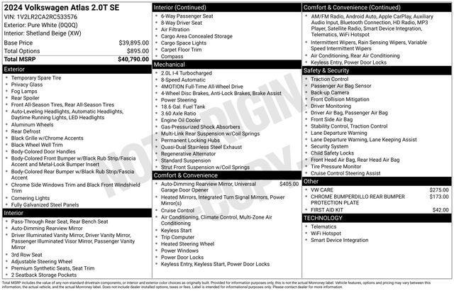 used 2024 Volkswagen Atlas car, priced at $29,184
