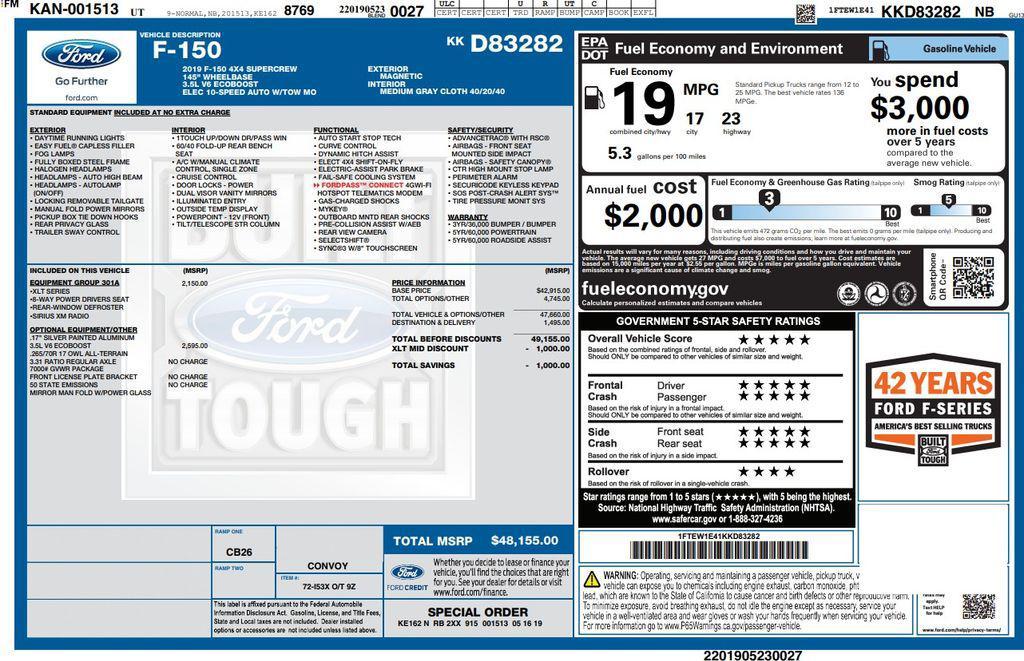 used 2019 Ford F-150 car, priced at $27,995