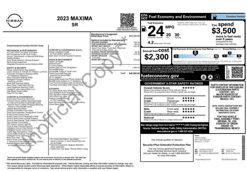 used 2023 Nissan Maxima car, priced at $30,173