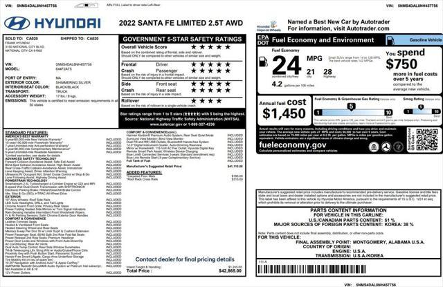 used 2022 Hyundai Santa Fe car, priced at $28,973