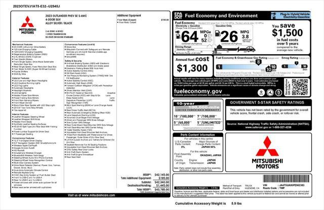 used 2023 Mitsubishi Outlander PHEV car, priced at $27,000