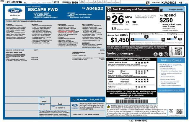 used 2019 Ford Escape car, priced at $15,295