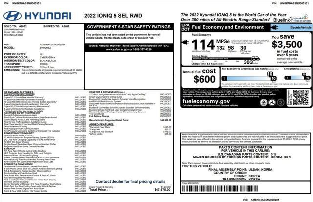 used 2022 Hyundai IONIQ 5 car, priced at $27,573