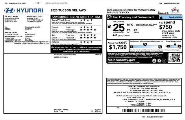 used 2023 Hyundai Tucson car, priced at $22,873